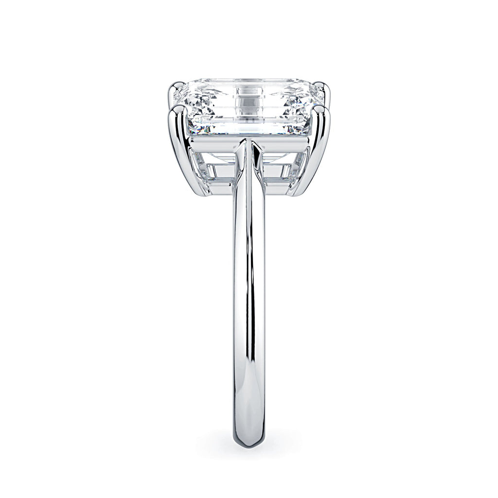 Emerald-Cut Solitaire Diamond Engagement Ring -White