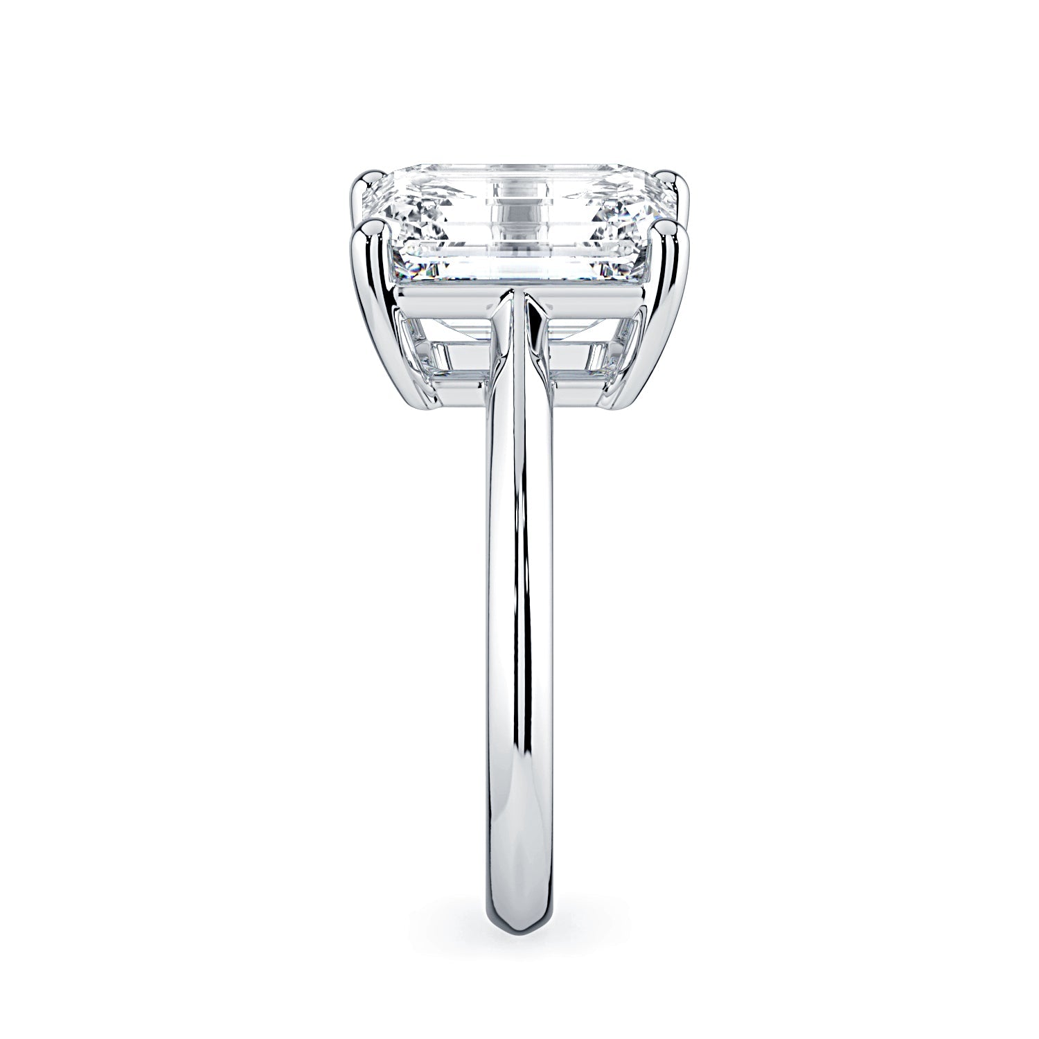 Emerald-Cut Solitaire Diamond Engagement Ring -White