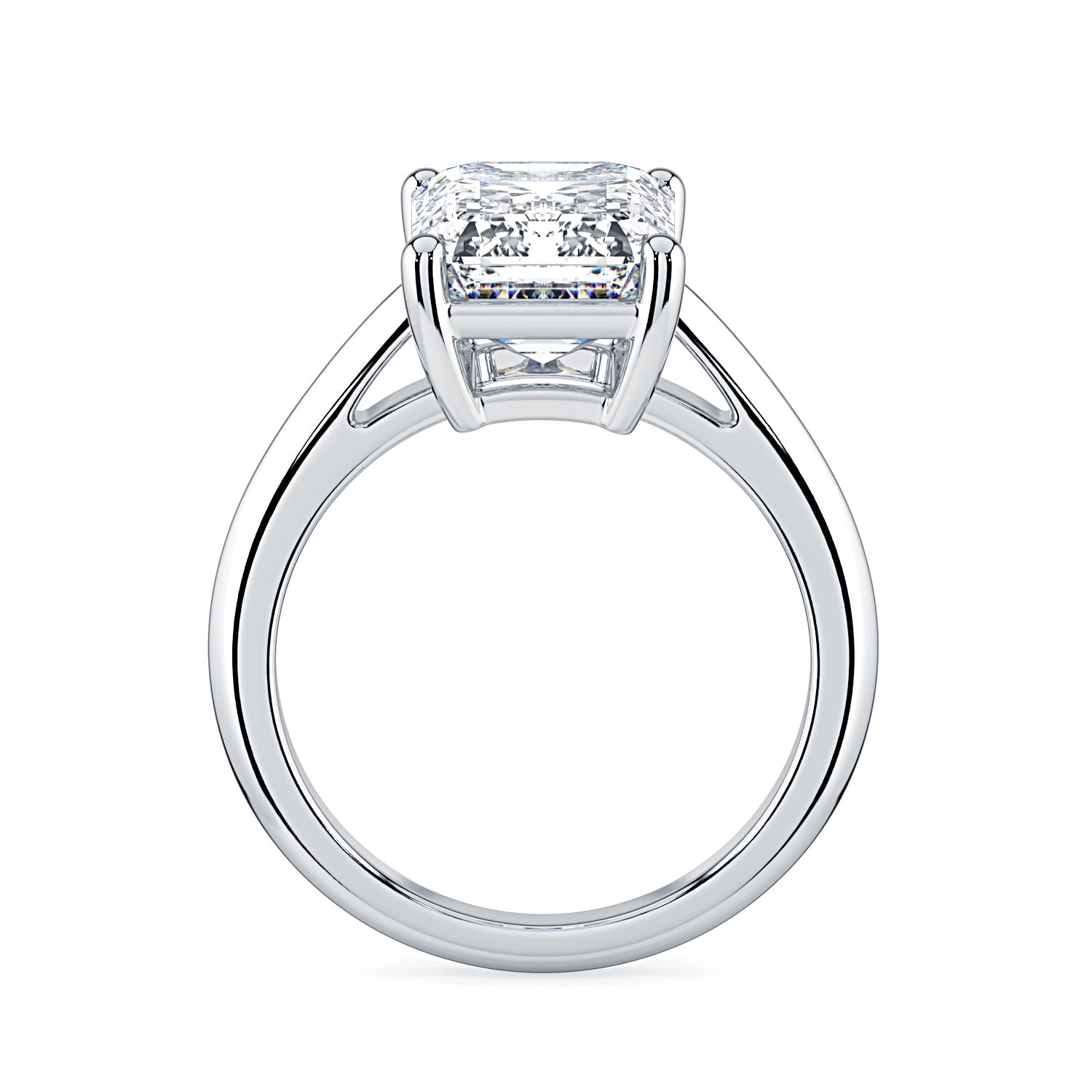 Emerald-Cut Solitaire Diamond Engagement Ring -White