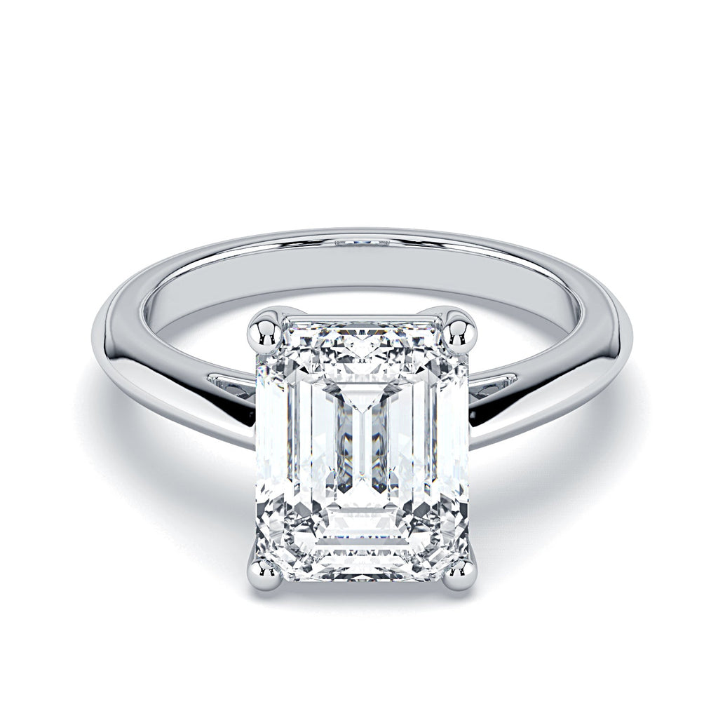 Emerald-Cut Solitaire Diamond Engagement Ring -White