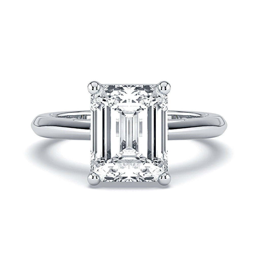 Emerald-Cut Solitaire Diamond Engagement Ring -White