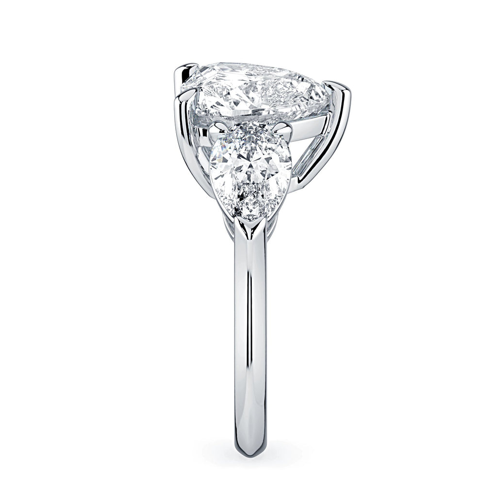 Heart & Pear Shape 3-Stone Diamond Engagement Ring - White