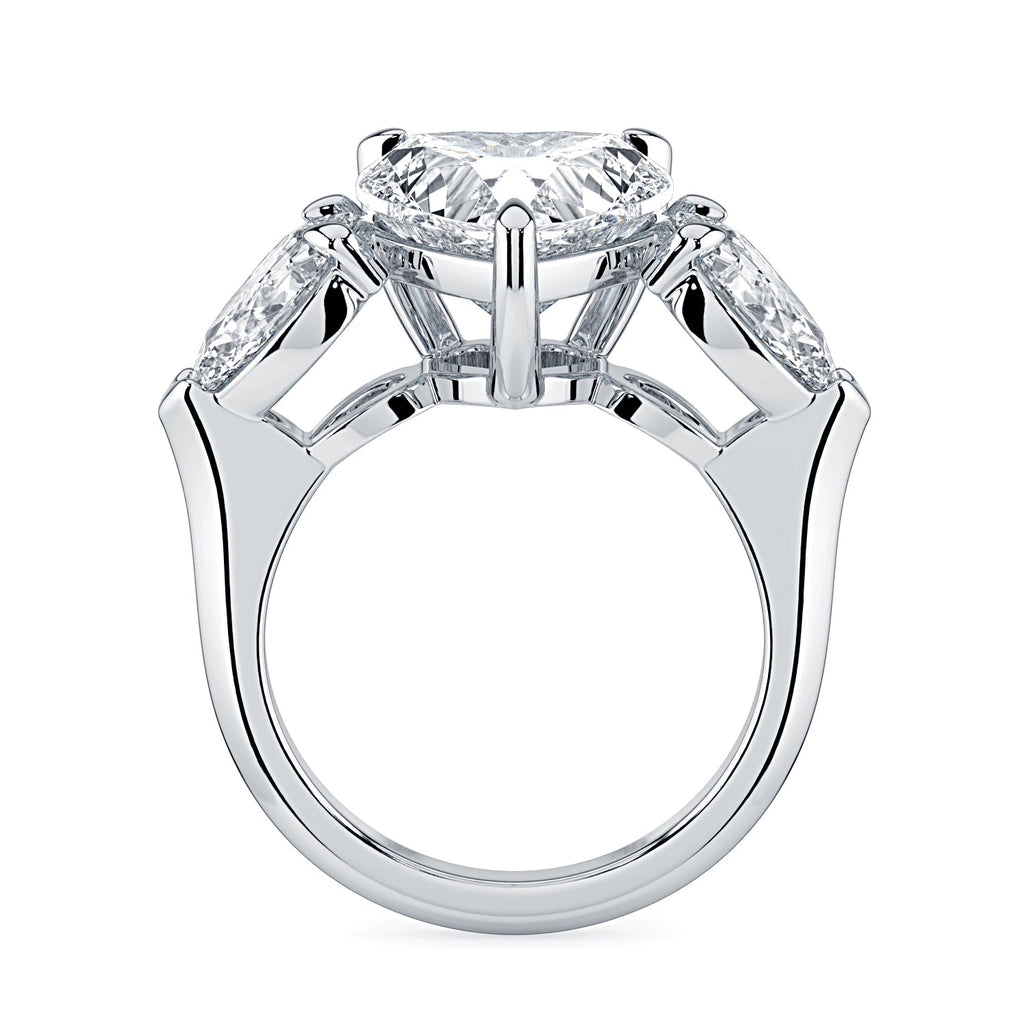 Heart & Pear Shape 3-Stone Diamond Engagement Ring - White
