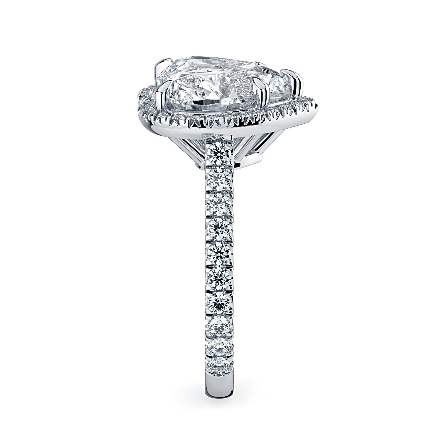 Heart Shape Halo & Pavé Diamond Engagement Ring - White