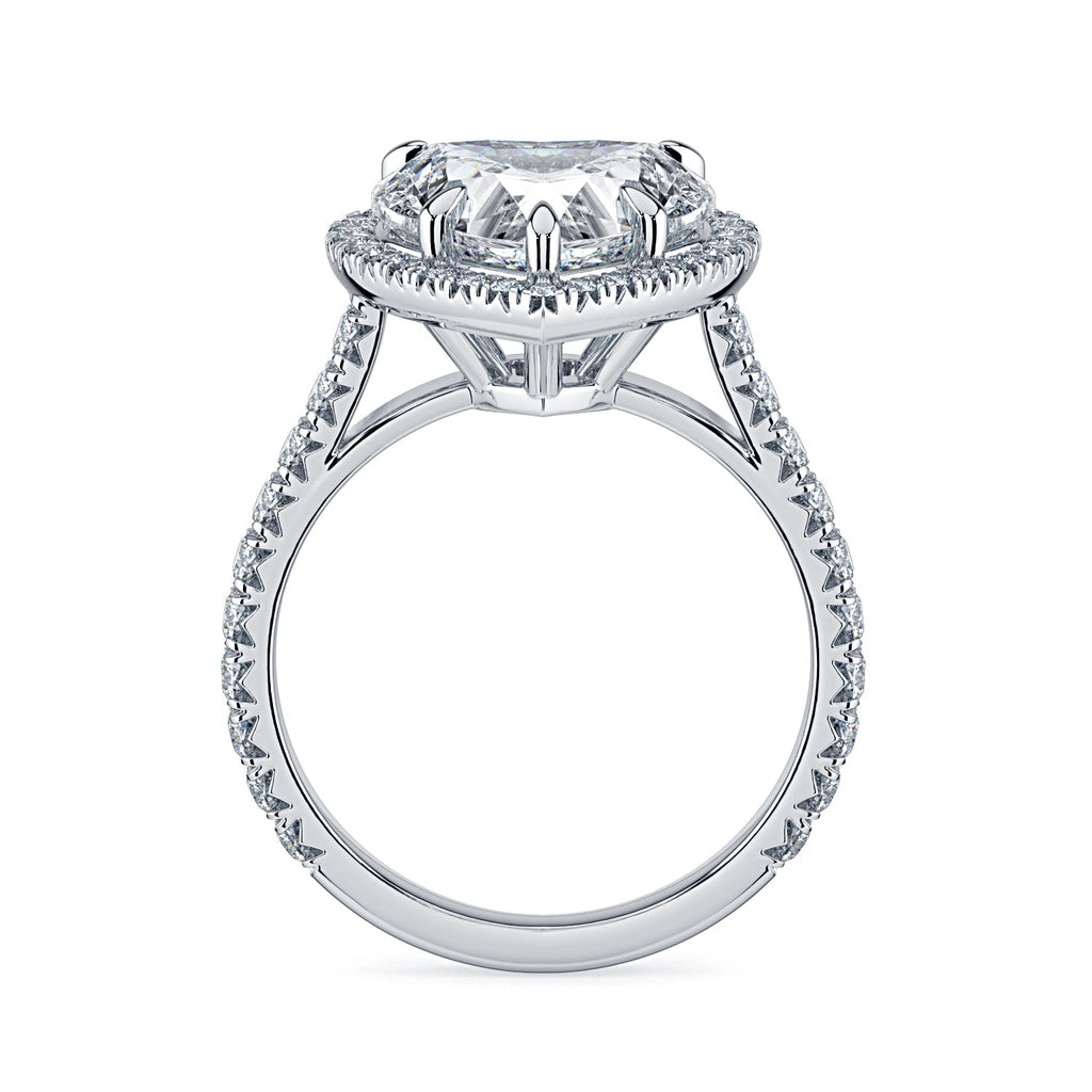 Heart Shape Halo & Pavé Diamond Engagement Ring - White