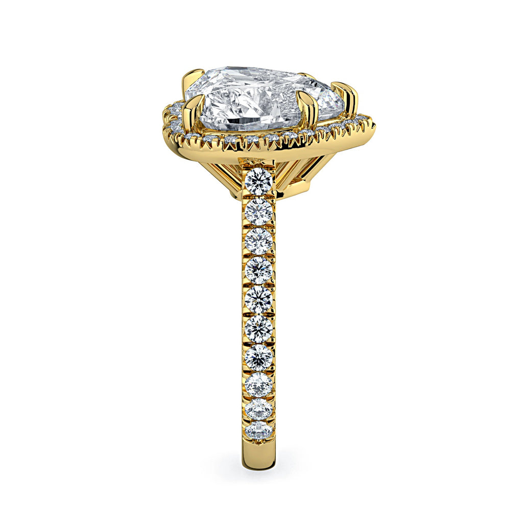 Heart Shape Halo & Pavé Diamond Engagement Ring - Yellow