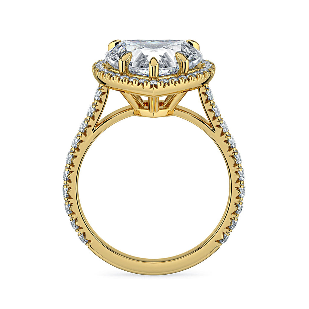Heart Shape Halo & Pavé Diamond Engagement Ring - Yellow