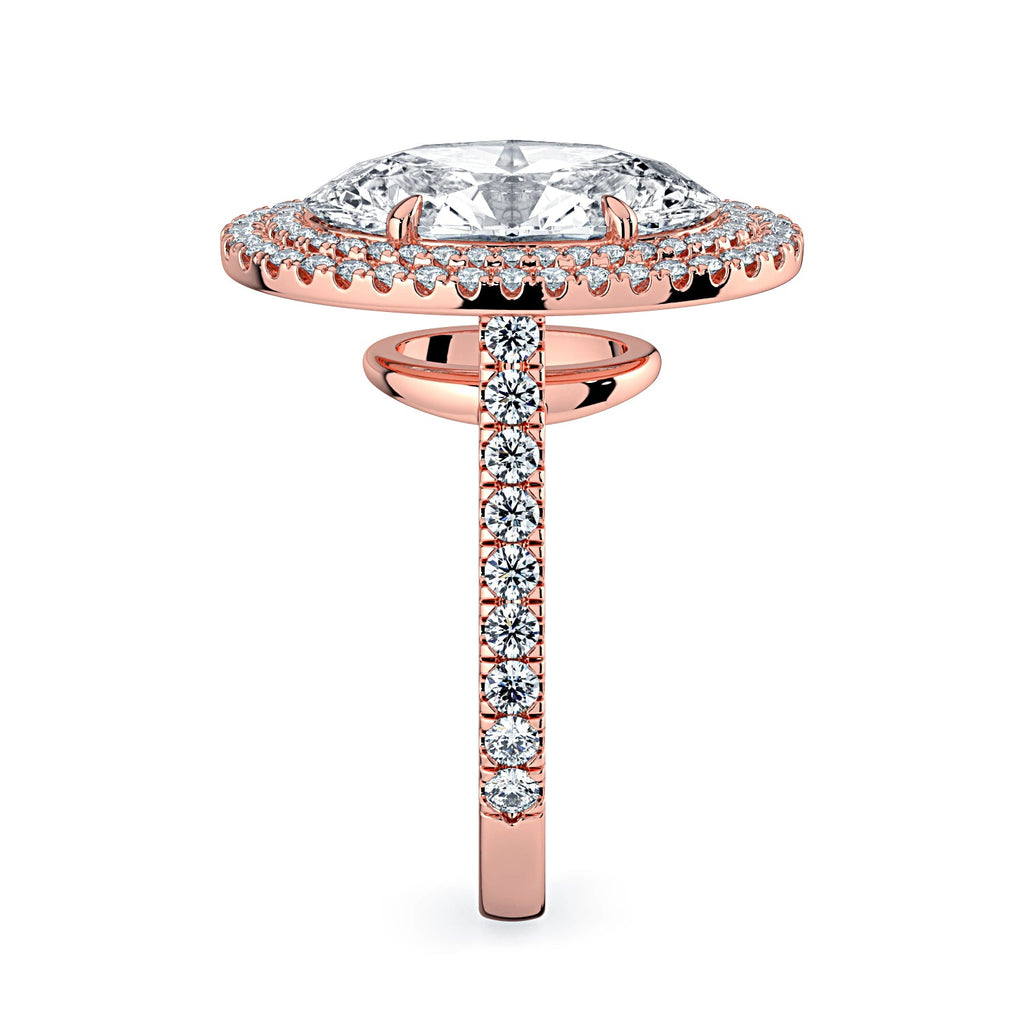 Oval Double Halo & Pavé Diamond Engagement Ring - Rose