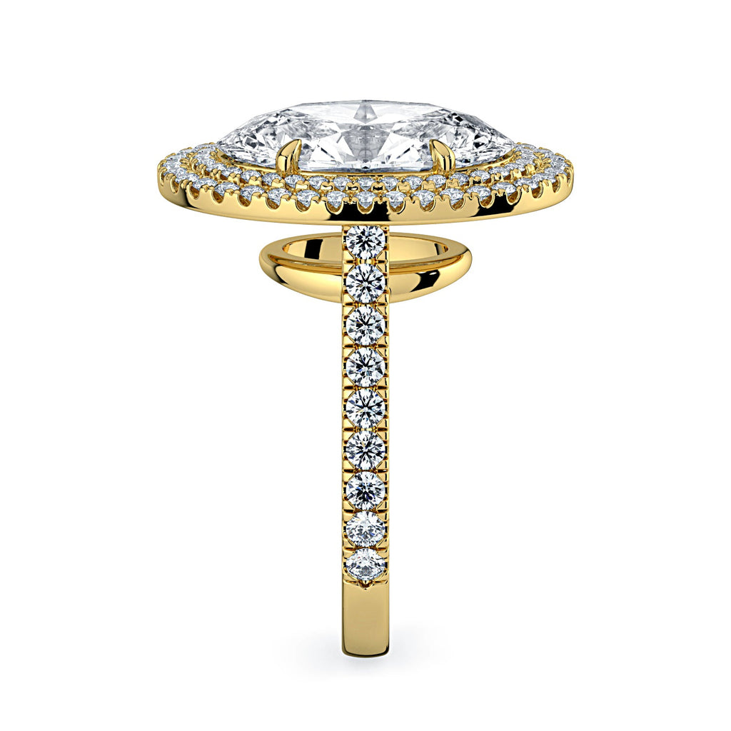 Oval Double Halo & Pavé Diamond Engagement Ring - Yellow