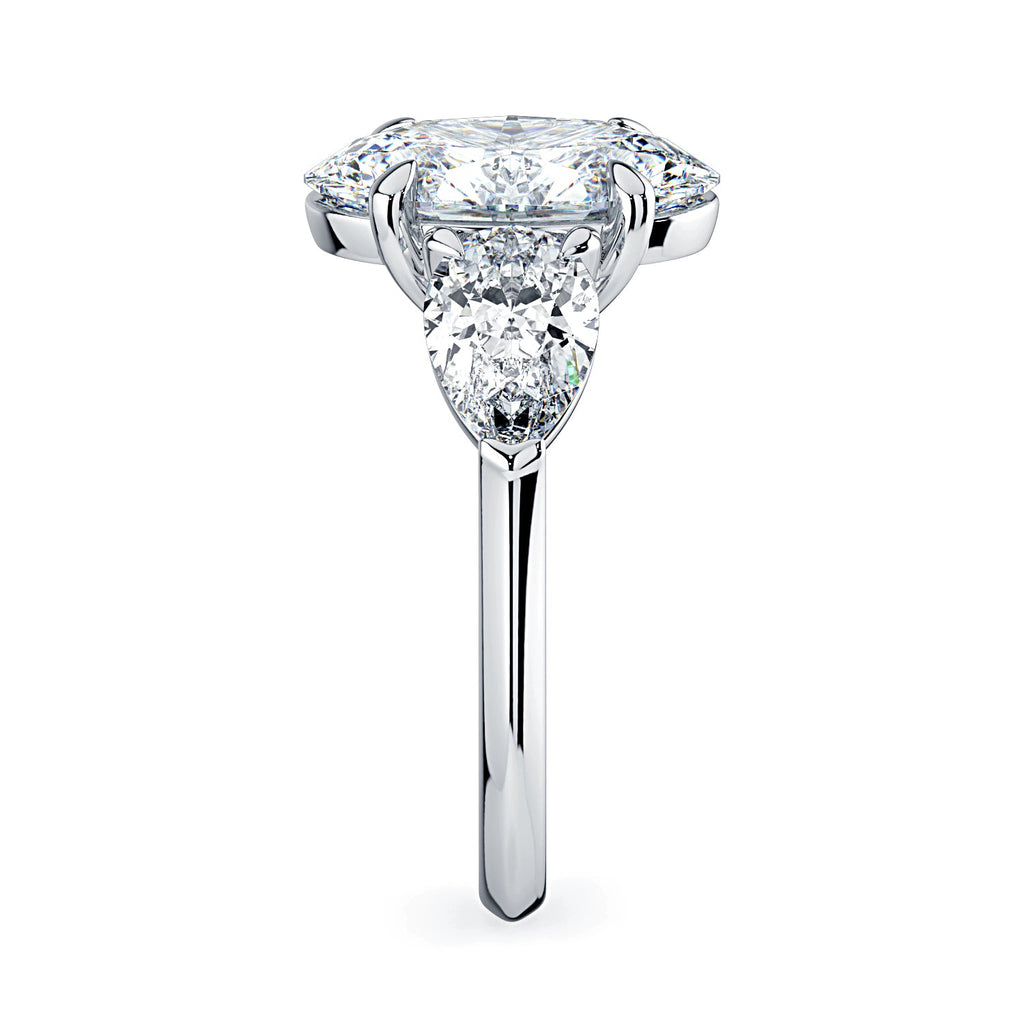 Oval & Pear 3-Stone Diamond Engagement Ring - White