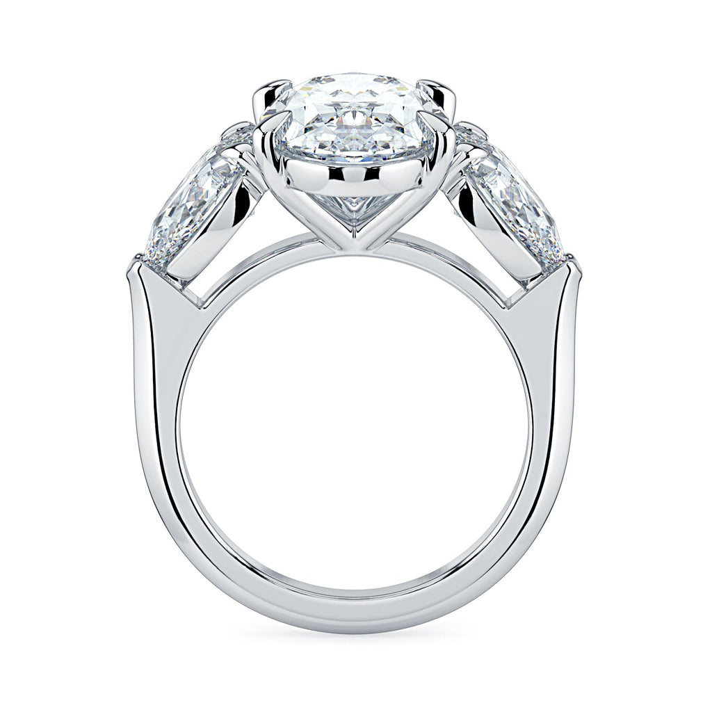 Oval & Pear 3-Stone Diamond Engagement Ring - White