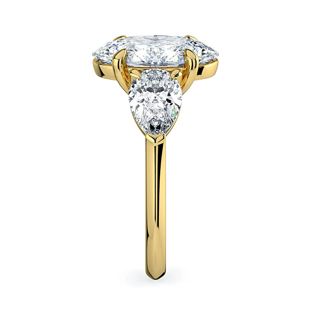 Oval & Pear 3-Stone Diamond Engagement Ring - Yellow