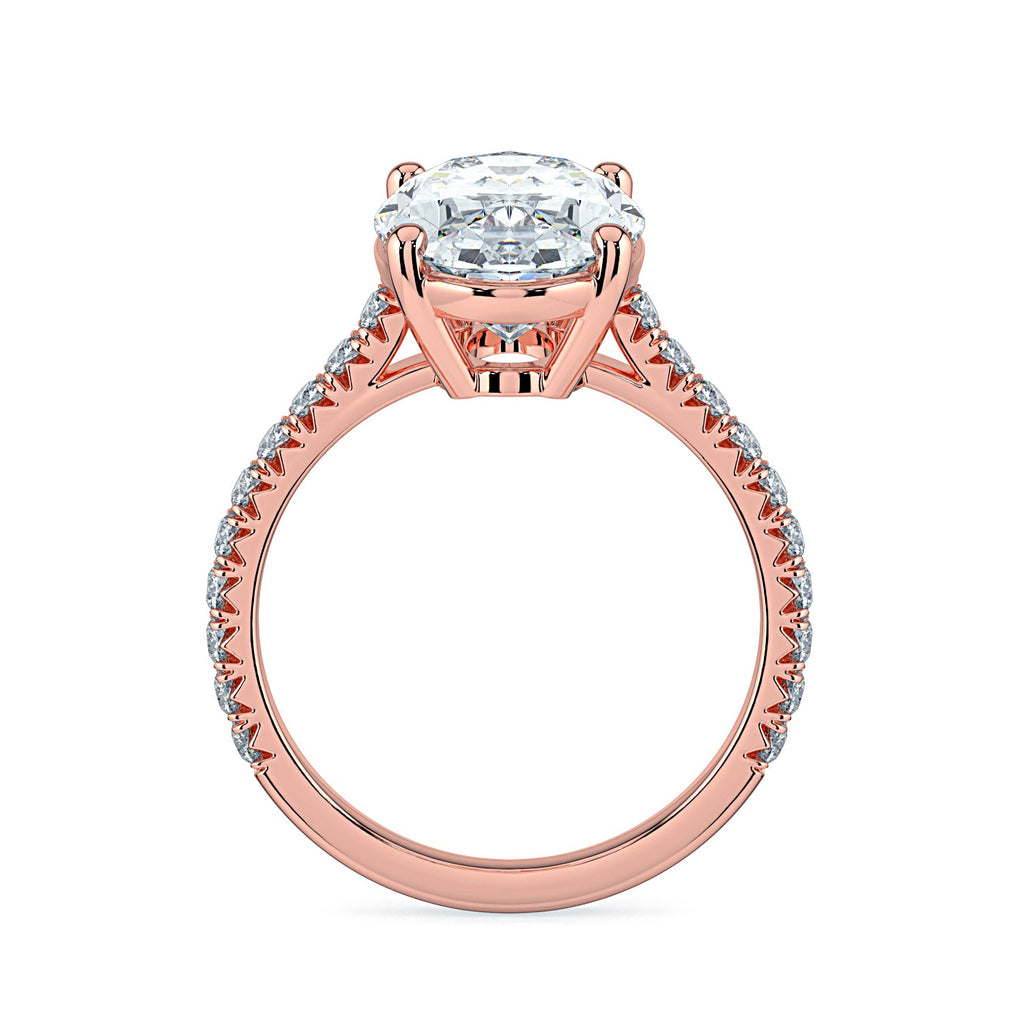 Oval Solitaire Pavé Diamond Engagement Ring - Rose