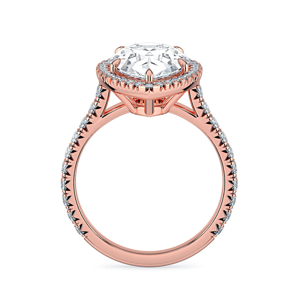 Pear Shape Halo & Pavé Diamond Engagement Ring - Rose