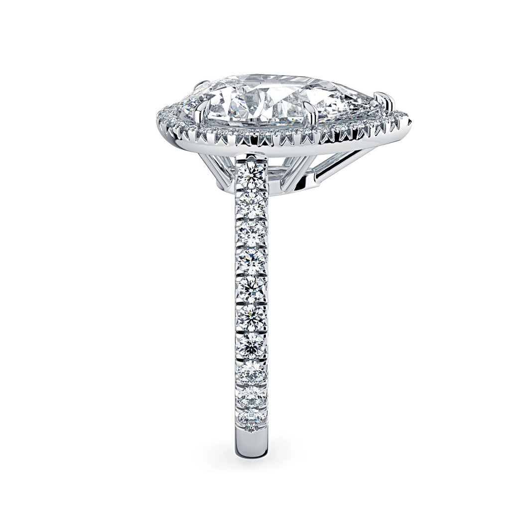 Pear Shape Halo & Pavé Diamond Engagement Ring - White