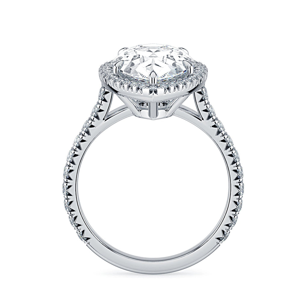 Pear Shape Halo & Pavé Diamond Engagement Ring - White
