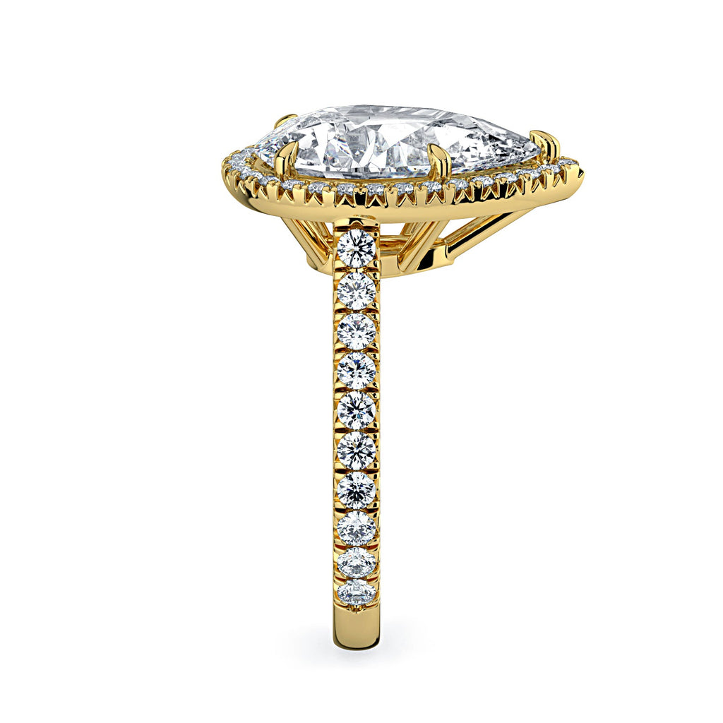 Pear Shape Halo & Pavé Diamond Engagement Ring - Yellow