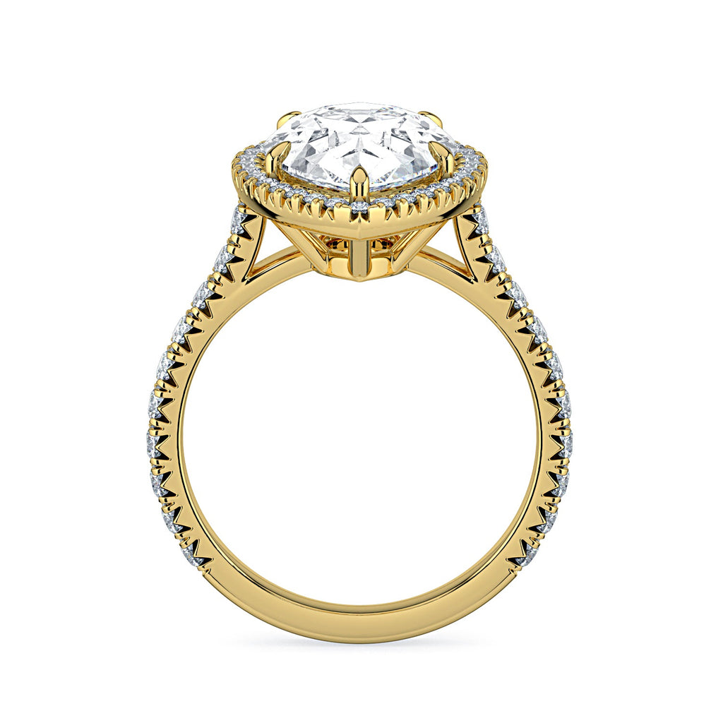 Pear Shape Halo & Pavé Diamond Engagement Ring - Yellow