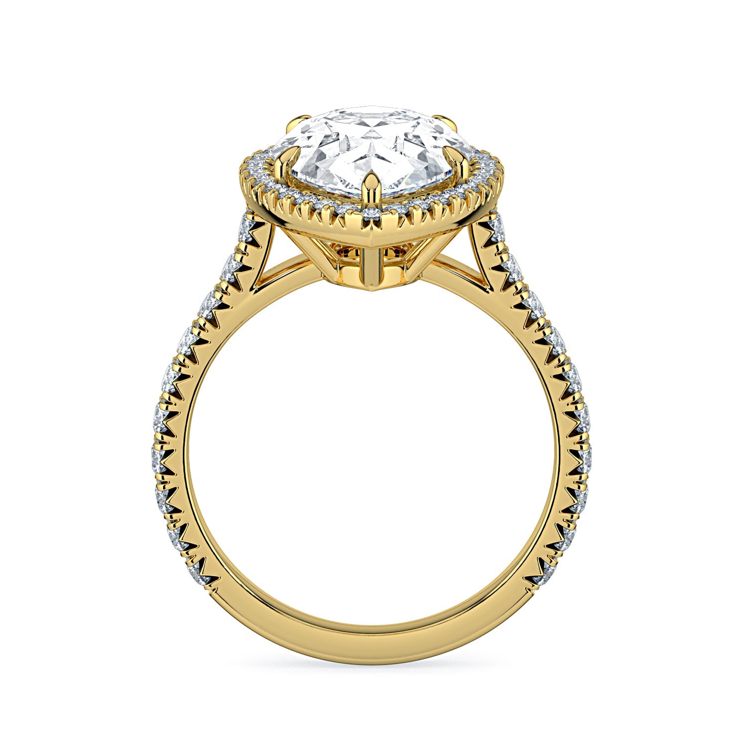 Pear Shape Halo & Pavé Diamond Engagement Ring - Yellow
