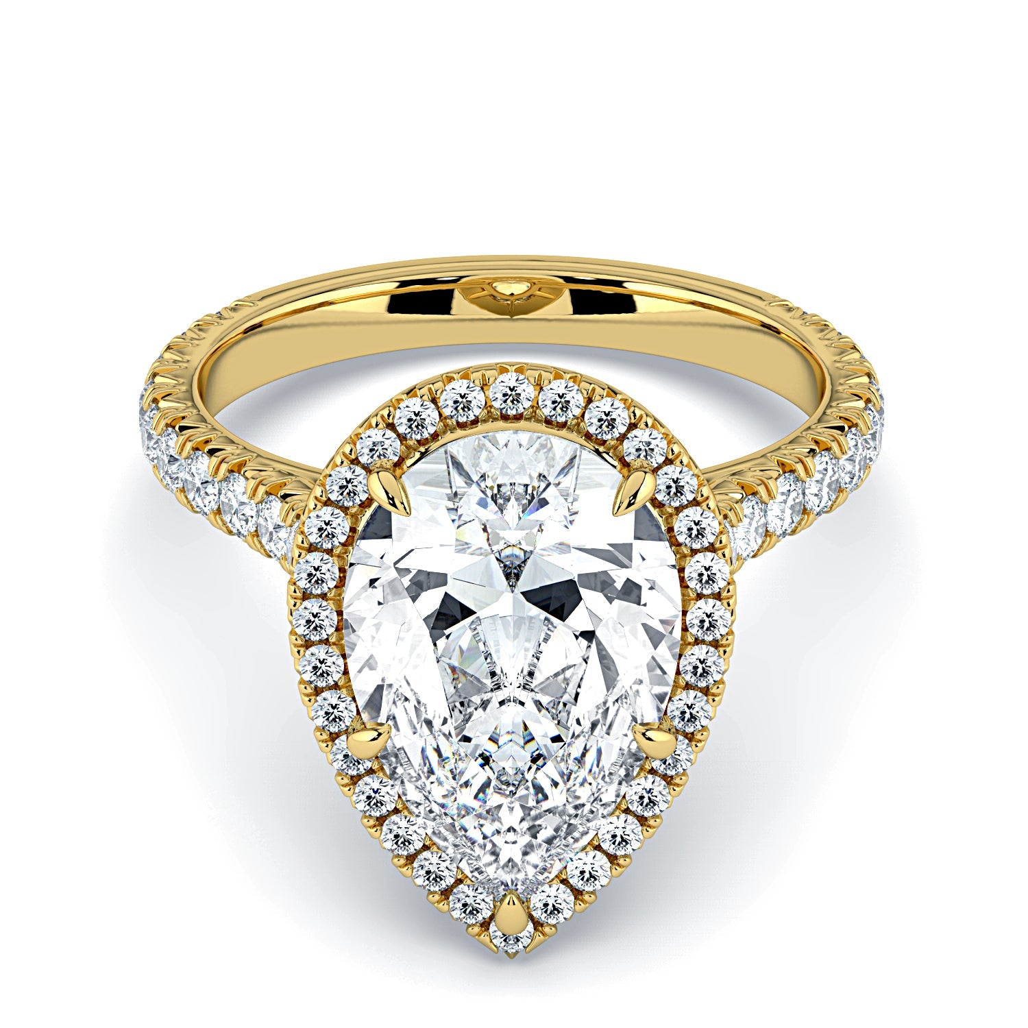 Pear Shape Halo & Pavé Diamond Engagement Ring - Yellow