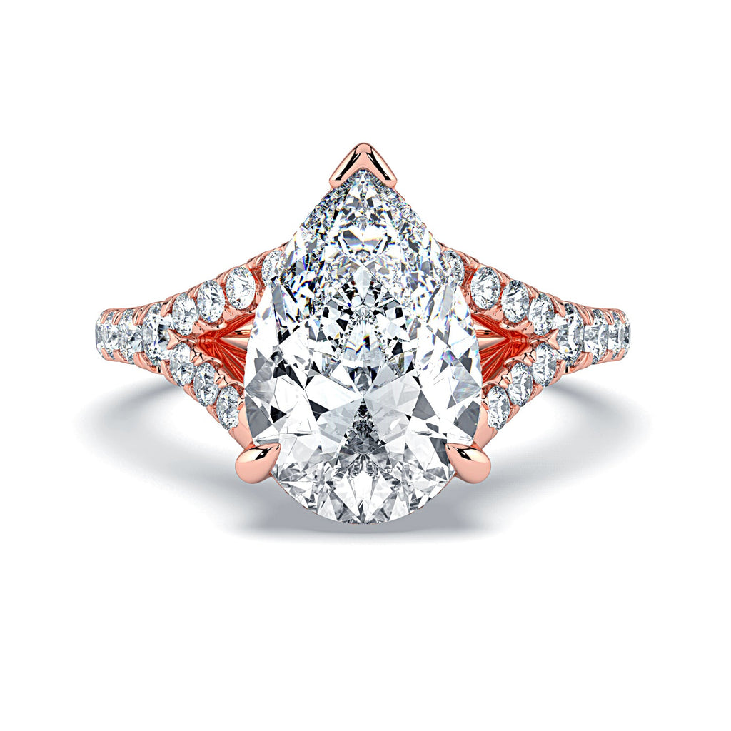 Pear Shape Pavé Split Band Diamond Engagement Ring - Rose