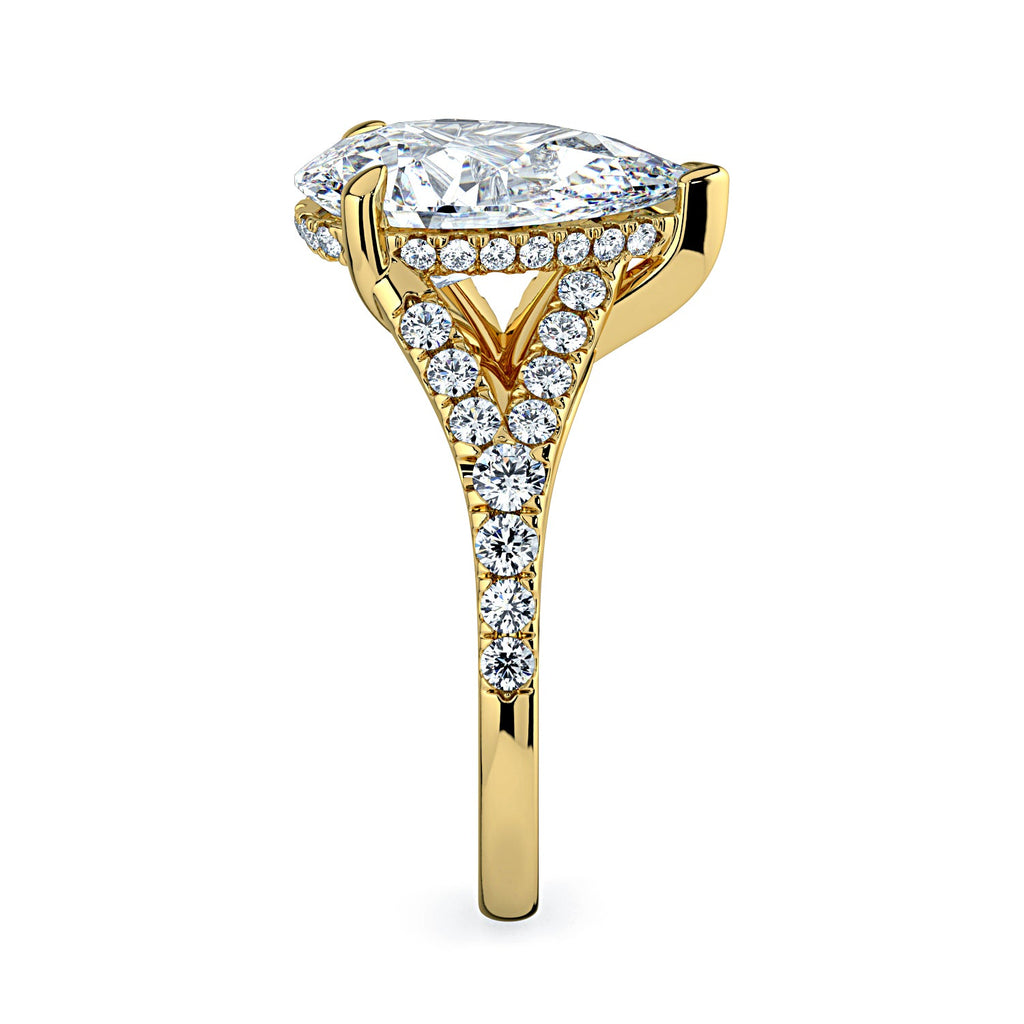 Pear Shape Pavé Split Band Diamond Engagement Ring - Yellow