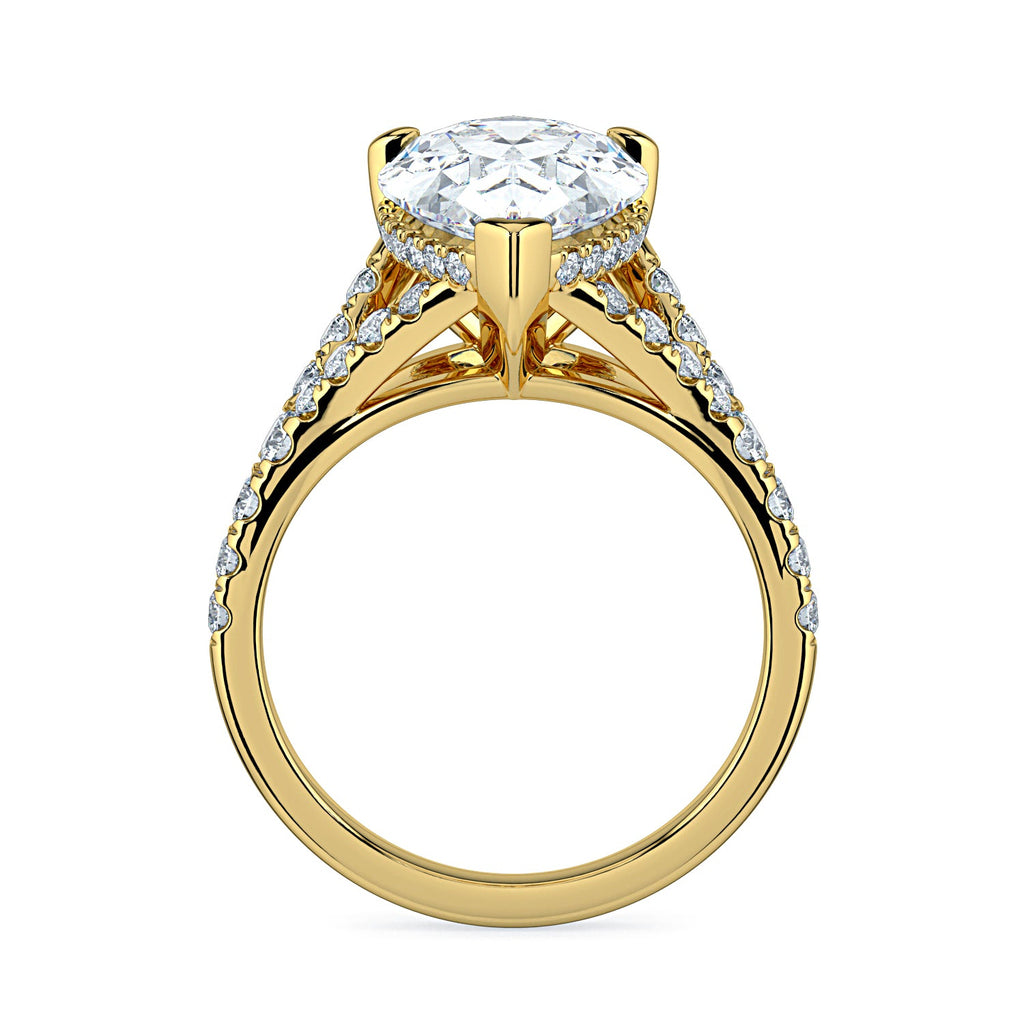 Pear Shape Pavé Split Band Diamond Engagement Ring - Yellow