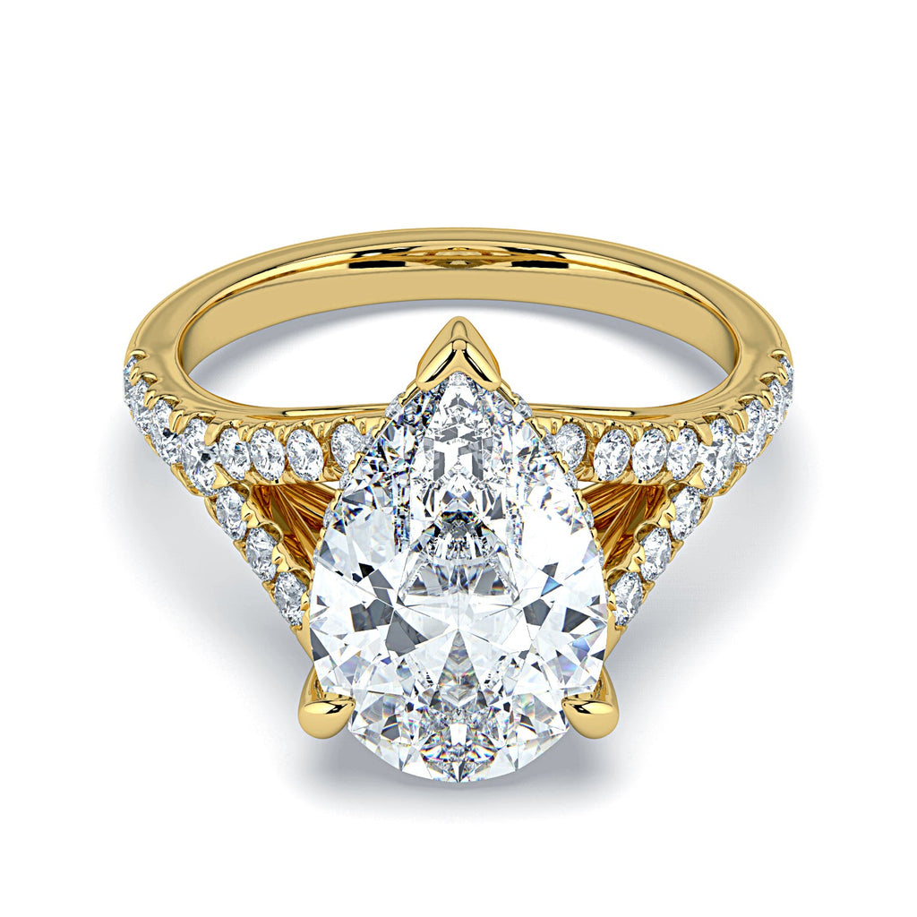 Pear Shape Pavé Split Band Diamond Engagement Ring - Yellow