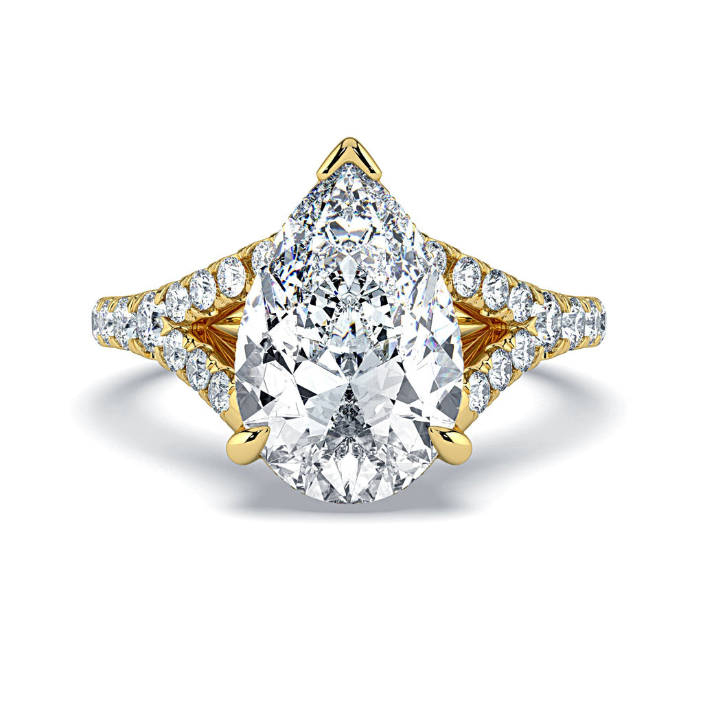 Pear Shape Pavé Split Band Diamond Engagement Ring - Yellow