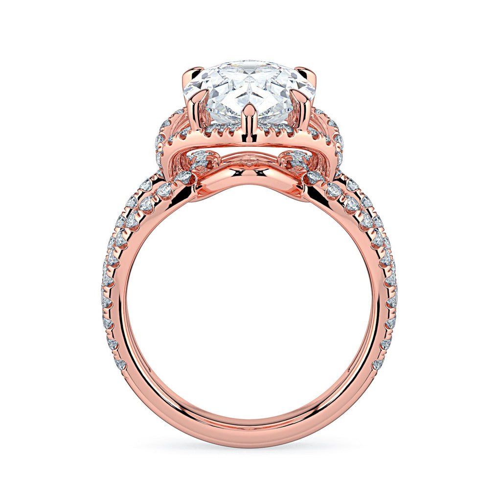 Pear Shape Pavé Fancy Wrap Diamond Engagement Ring - Rose
