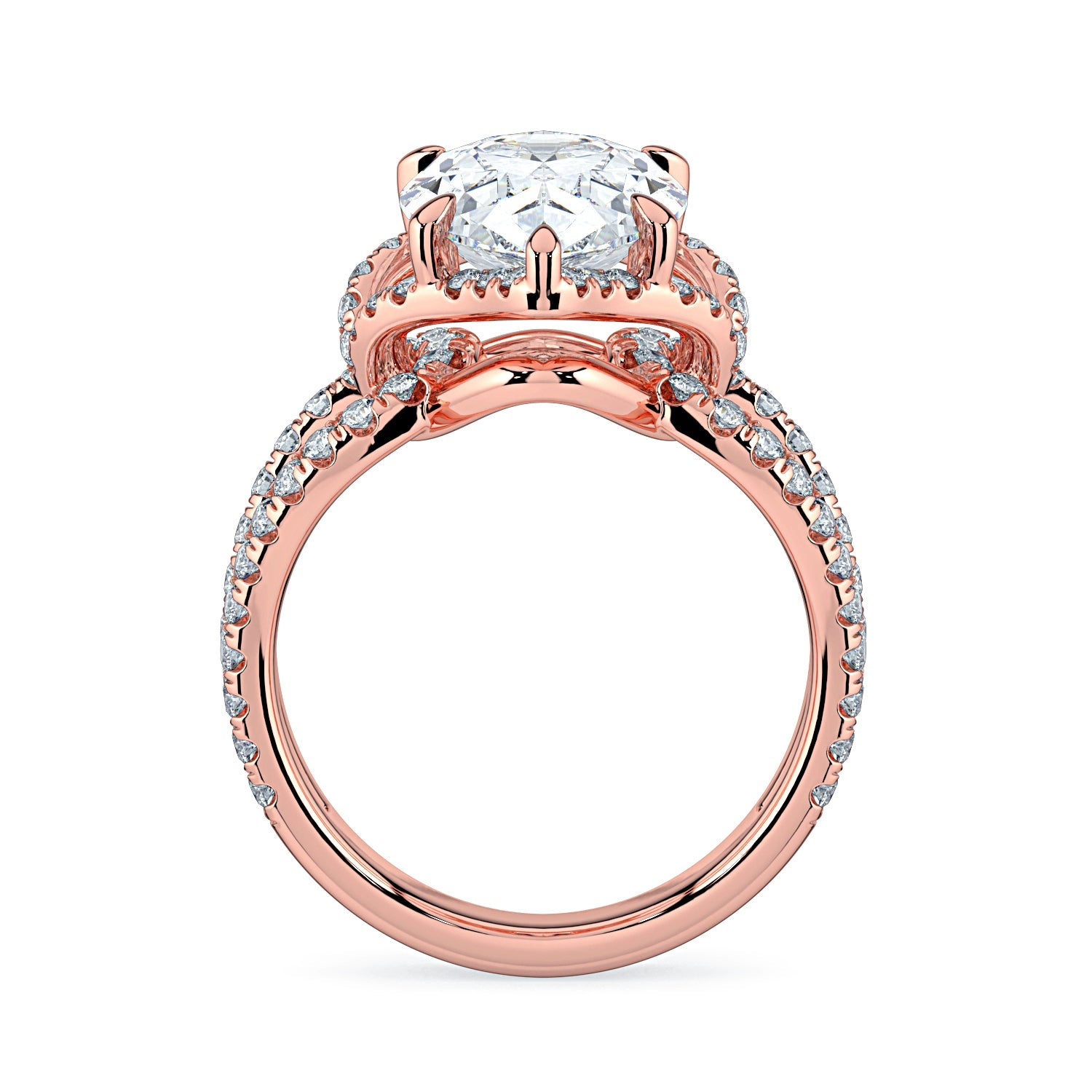 Pear Shape Pavé Fancy Wrap Diamond Engagement Ring - Rose