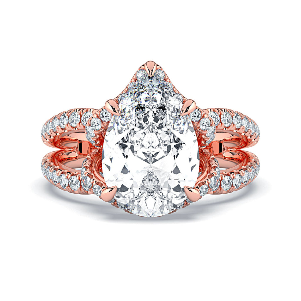 Pear Shape Pavé Fancy Wrap Diamond Engagement Ring - Rose