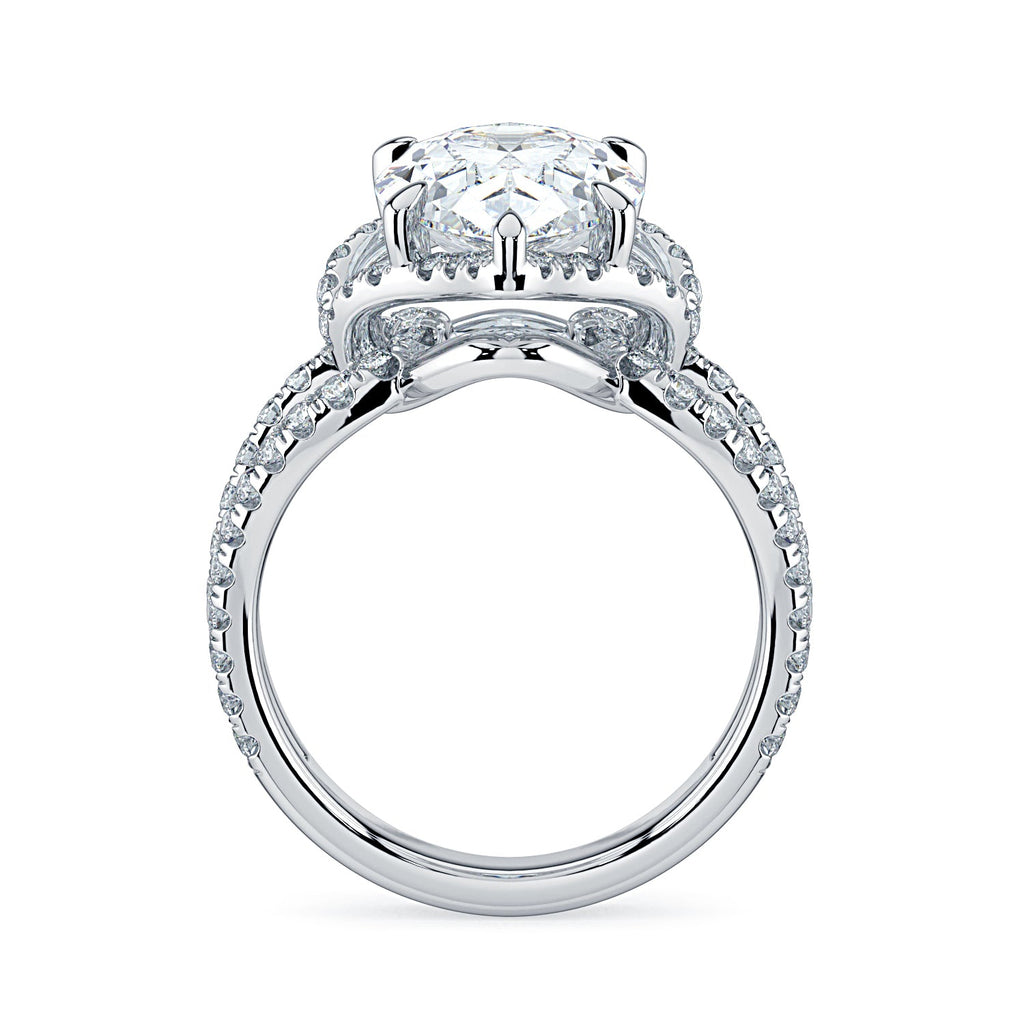 Pear Shape Pavé Fancy Wrap Diamond Engagement Ring - White