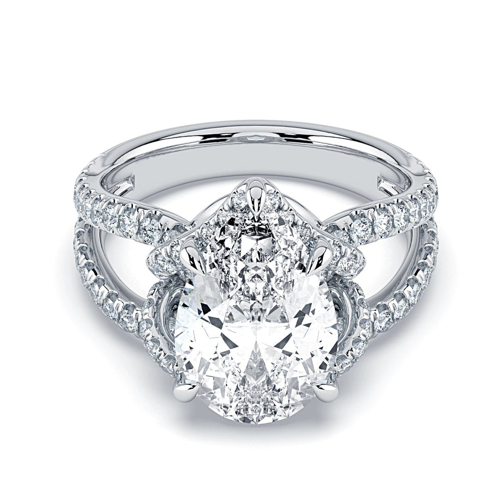 Pear Shape Pavé Fancy Wrap Diamond Engagement Ring - White