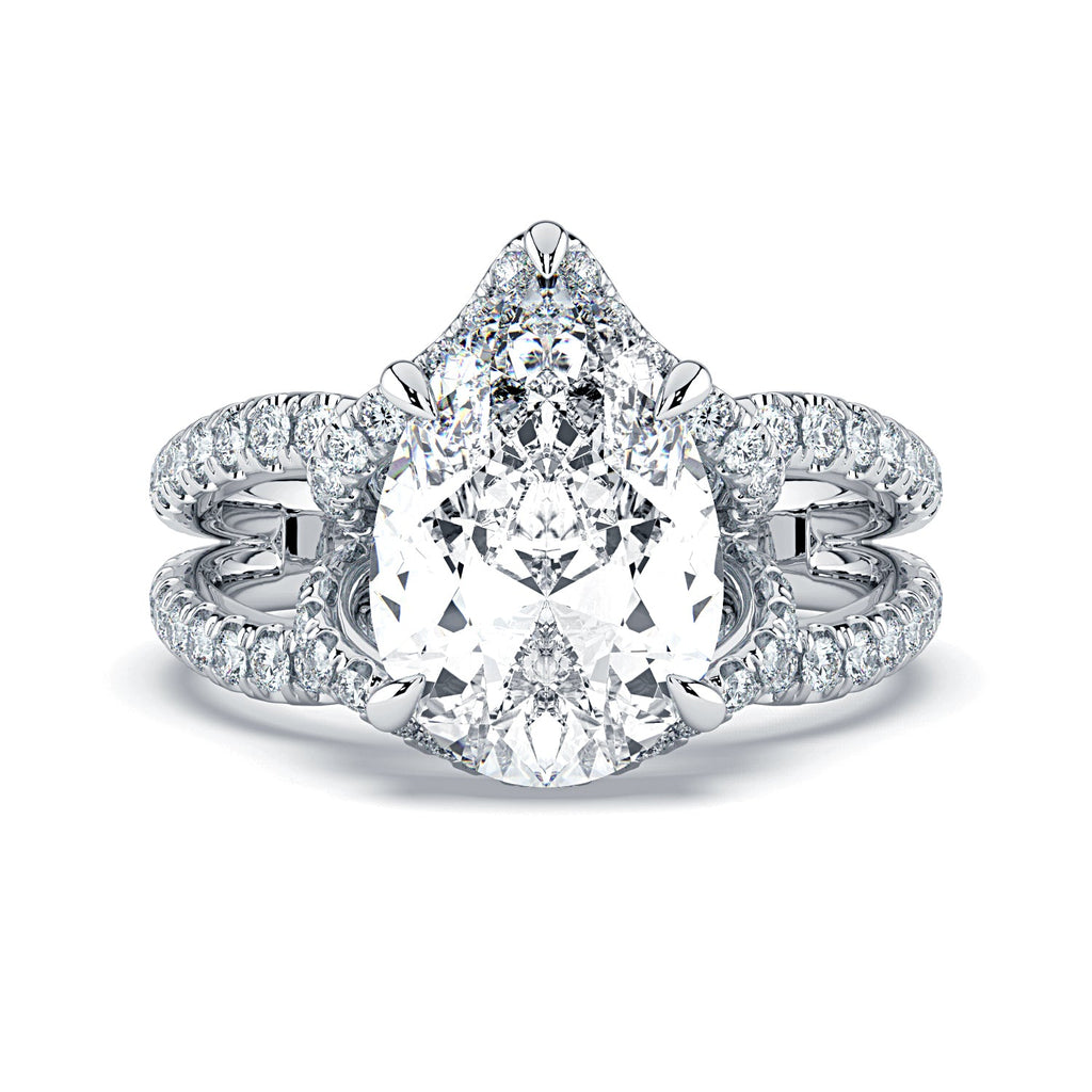 Pear Shape Pavé Fancy Wrap Diamond Engagement Ring - White