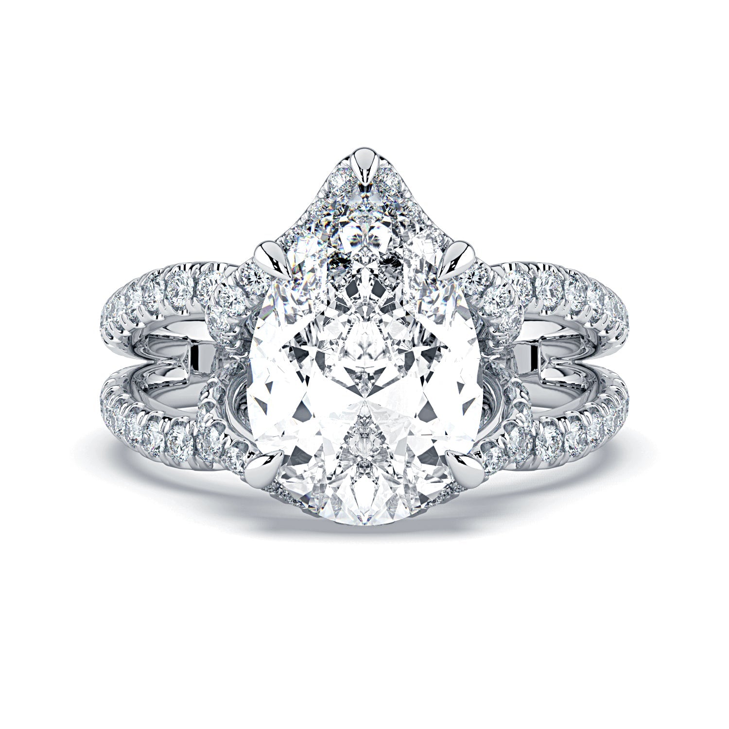 Pear Shape Pavé Fancy Wrap Diamond Engagement Ring - White