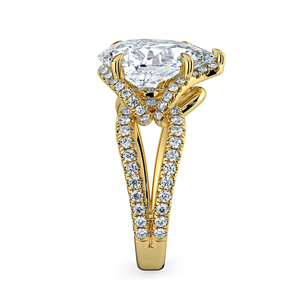 Pear Shape Pavé Fancy Wrap Diamond Engagement Ring - Yellow