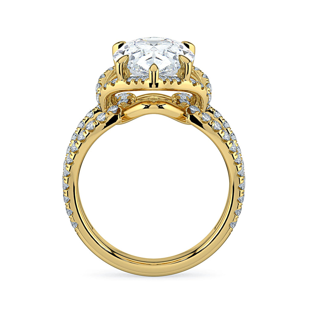 Pear Shape Pavé Fancy Wrap Diamond Engagement Ring - Yellow