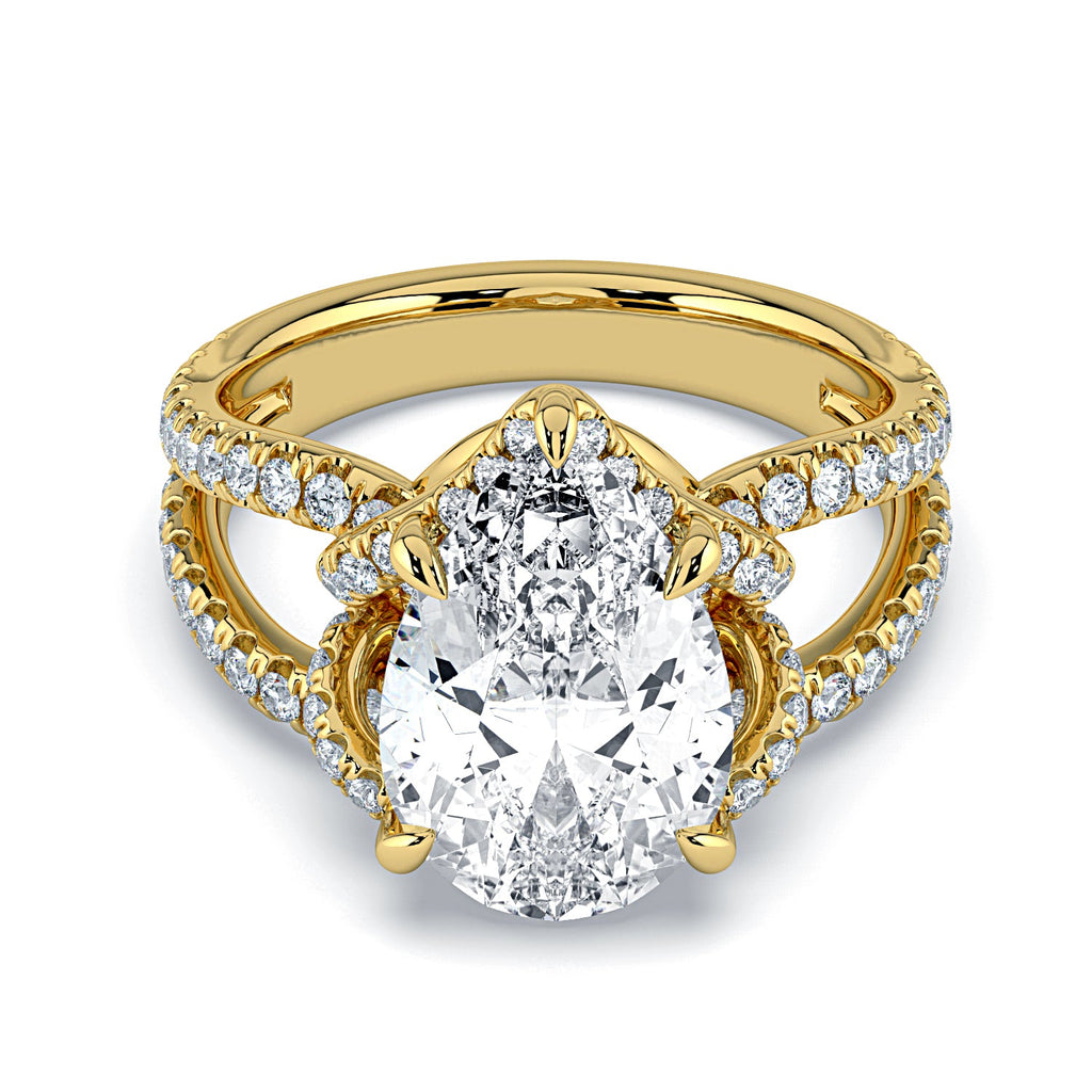 Pear Shape Pavé Fancy Wrap Diamond Engagement Ring - Yellow