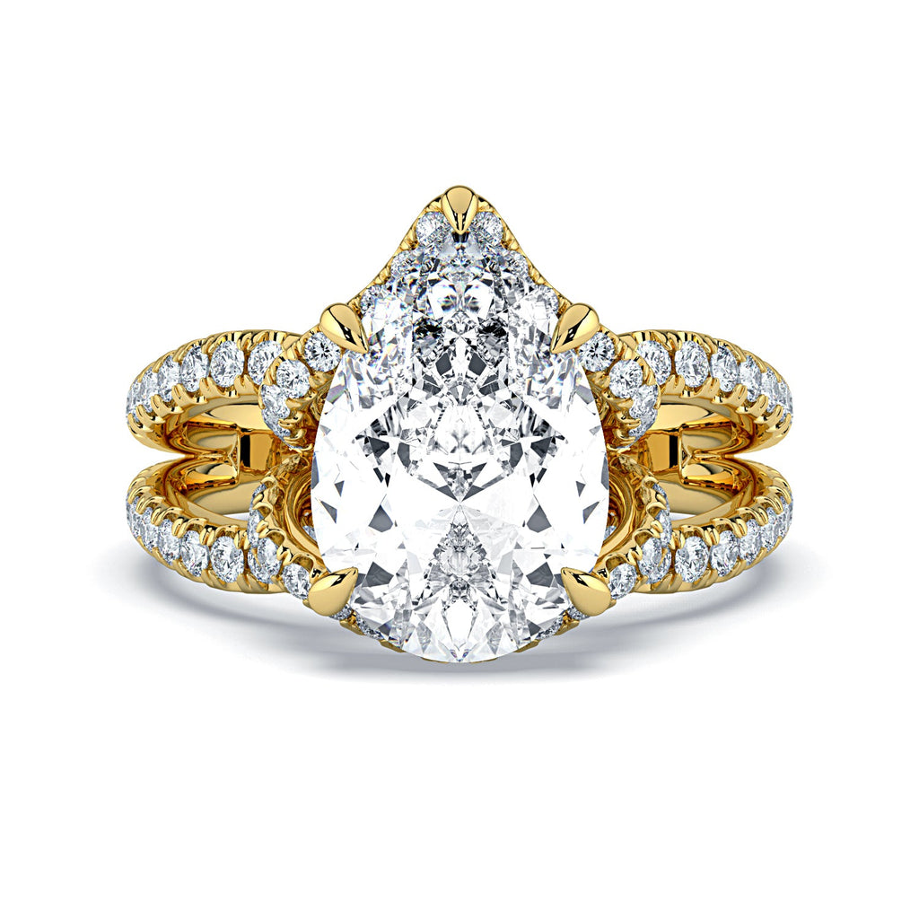 Pear Shape Pavé Fancy Wrap Diamond Engagement Ring - Yellow