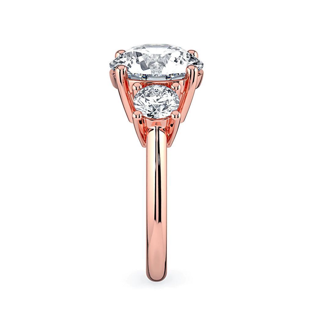 Round 3-Stone Diamond Engagement Ring - Rose