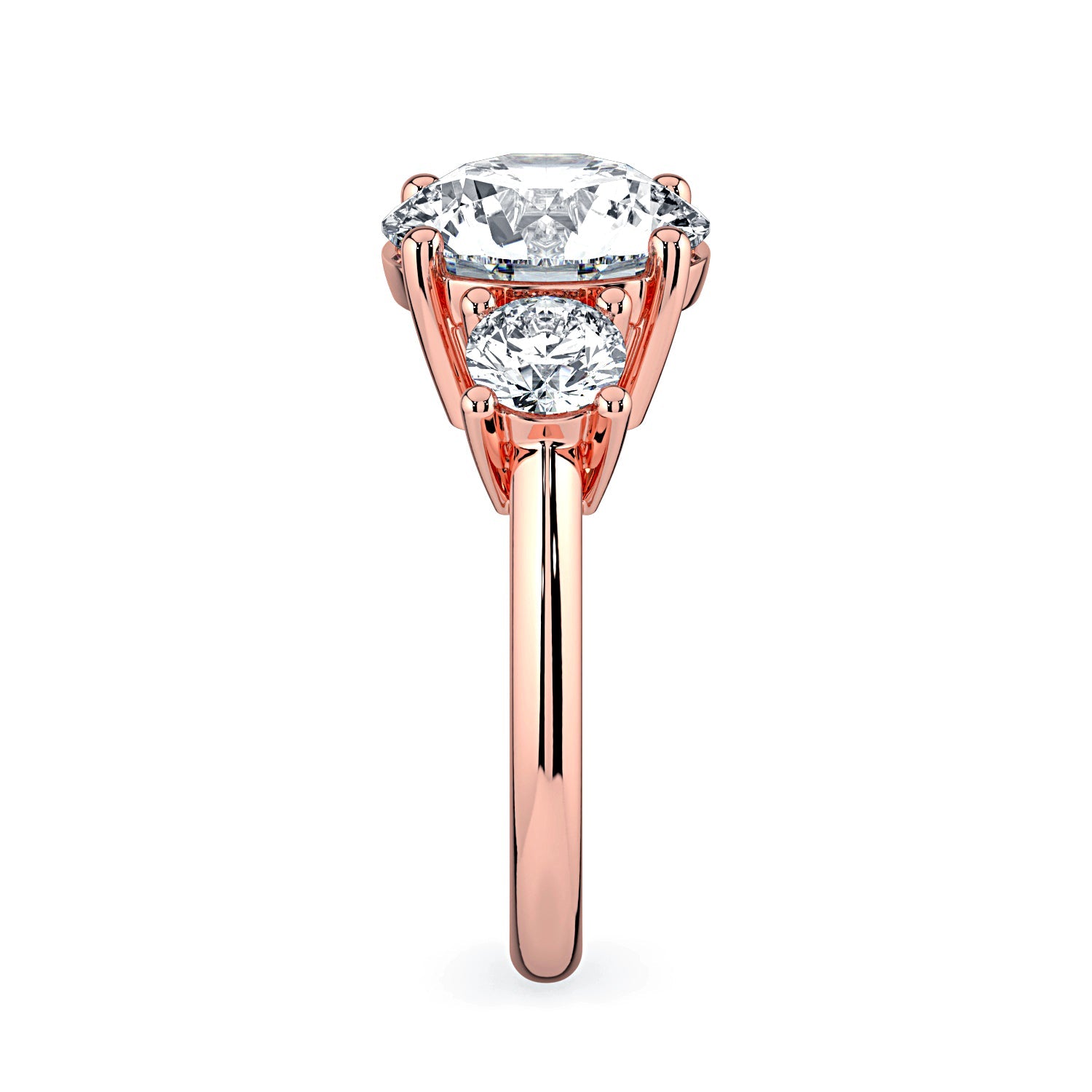 Round 3-Stone Diamond Engagement Ring - Rose