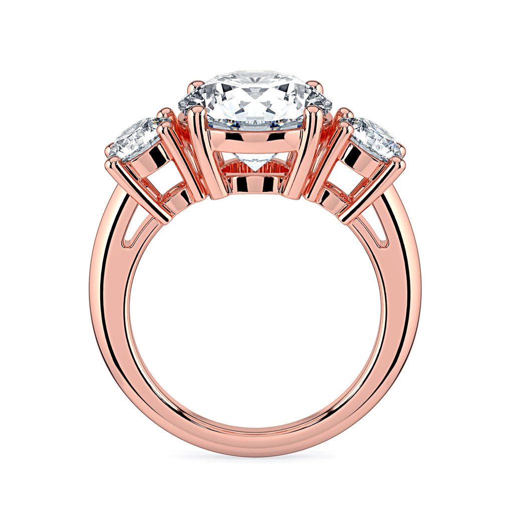 Round 3-Stone Diamond Engagement Ring - Rose