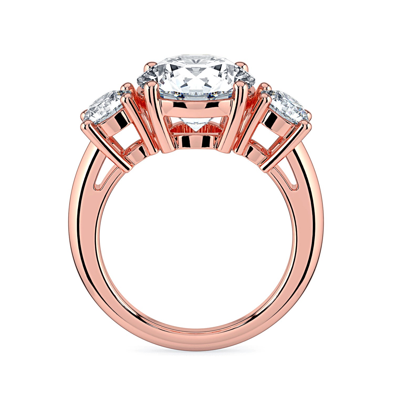 Round 3-Stone Diamond Engagement Ring - Rose