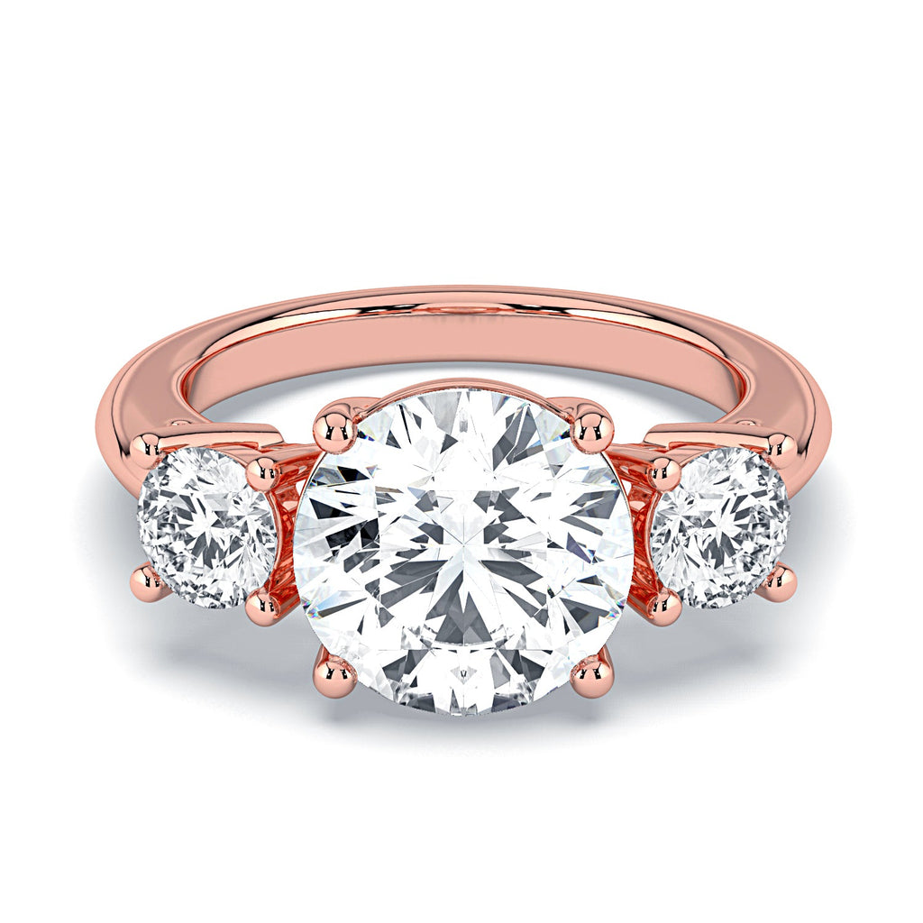 Round 3-Stone Diamond Engagement Ring - Rose