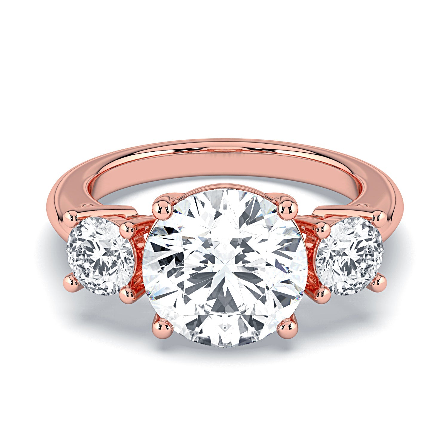 Round 3-Stone Diamond Engagement Ring - Rose