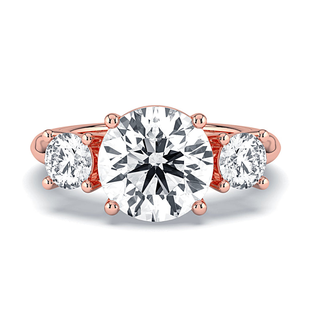 Round 3-Stone Diamond Engagement Ring - Rose