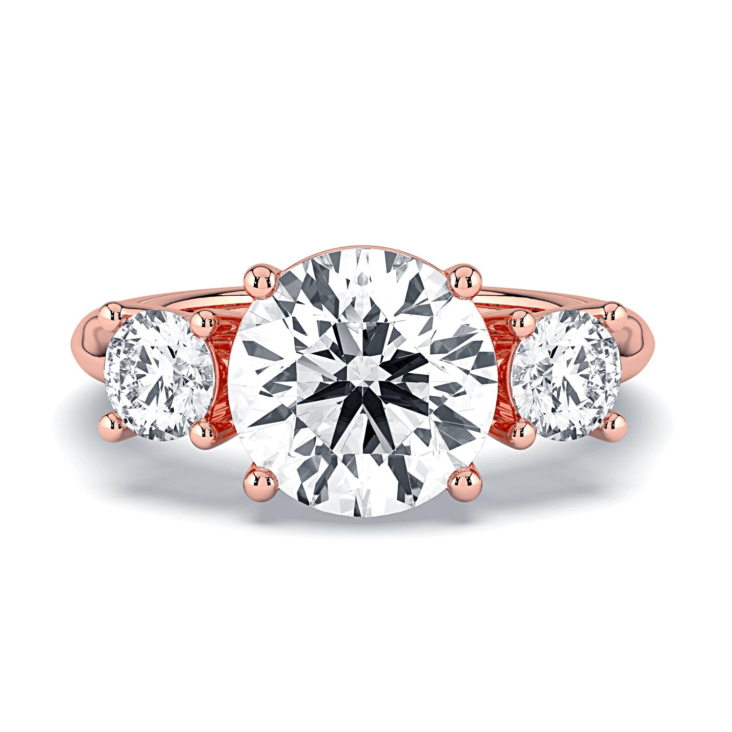 Round 3-Stone Diamond Engagement Ring - Rose