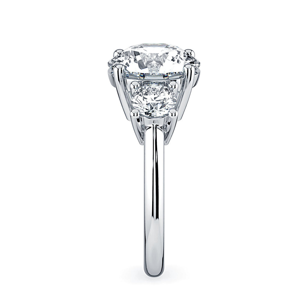 Round 3-Stone Diamond Engagement Ring - White