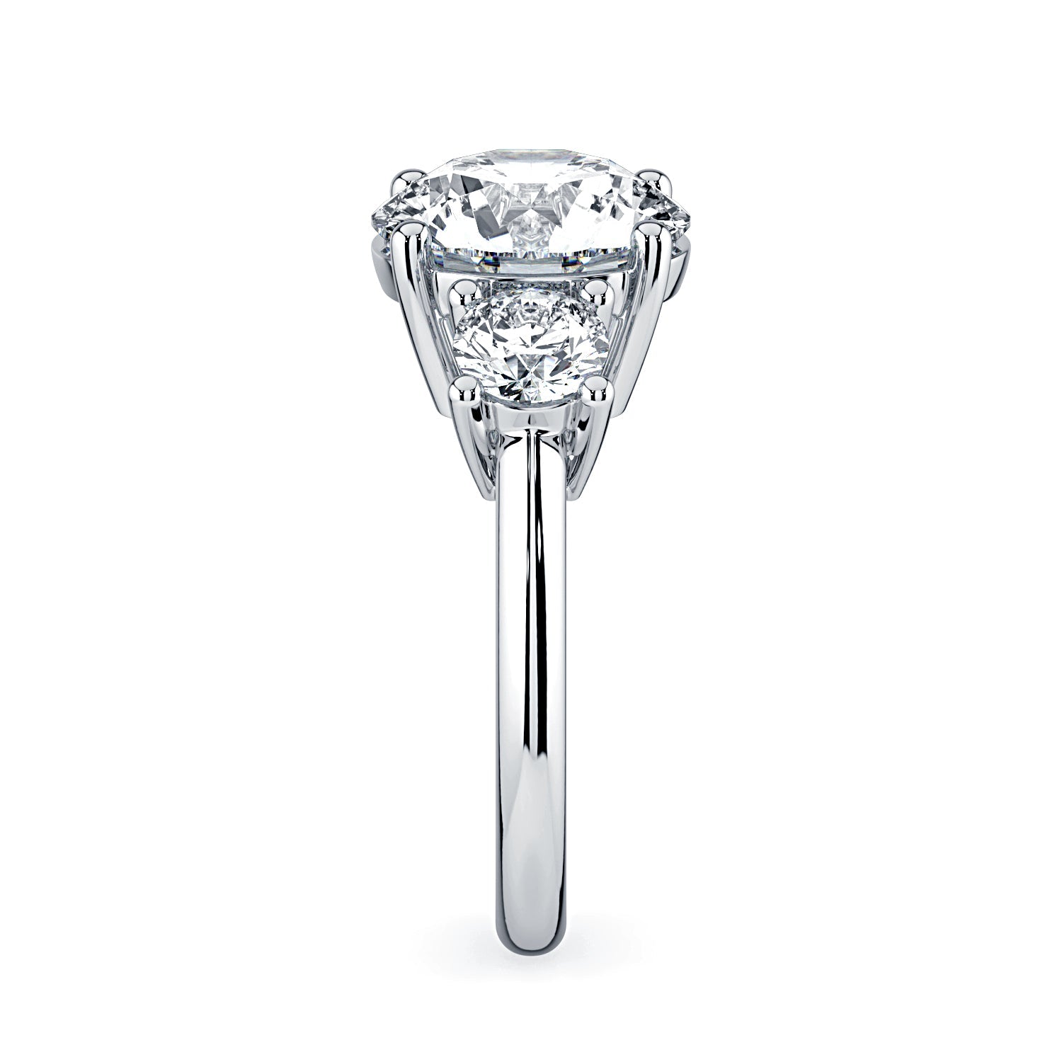 Round 3-Stone Diamond Engagement Ring - White